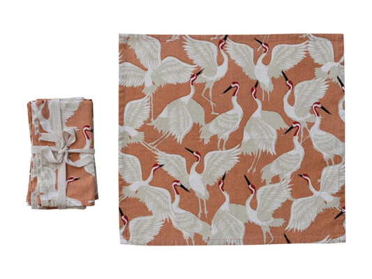 Cotton Crane Napkins Set of 4